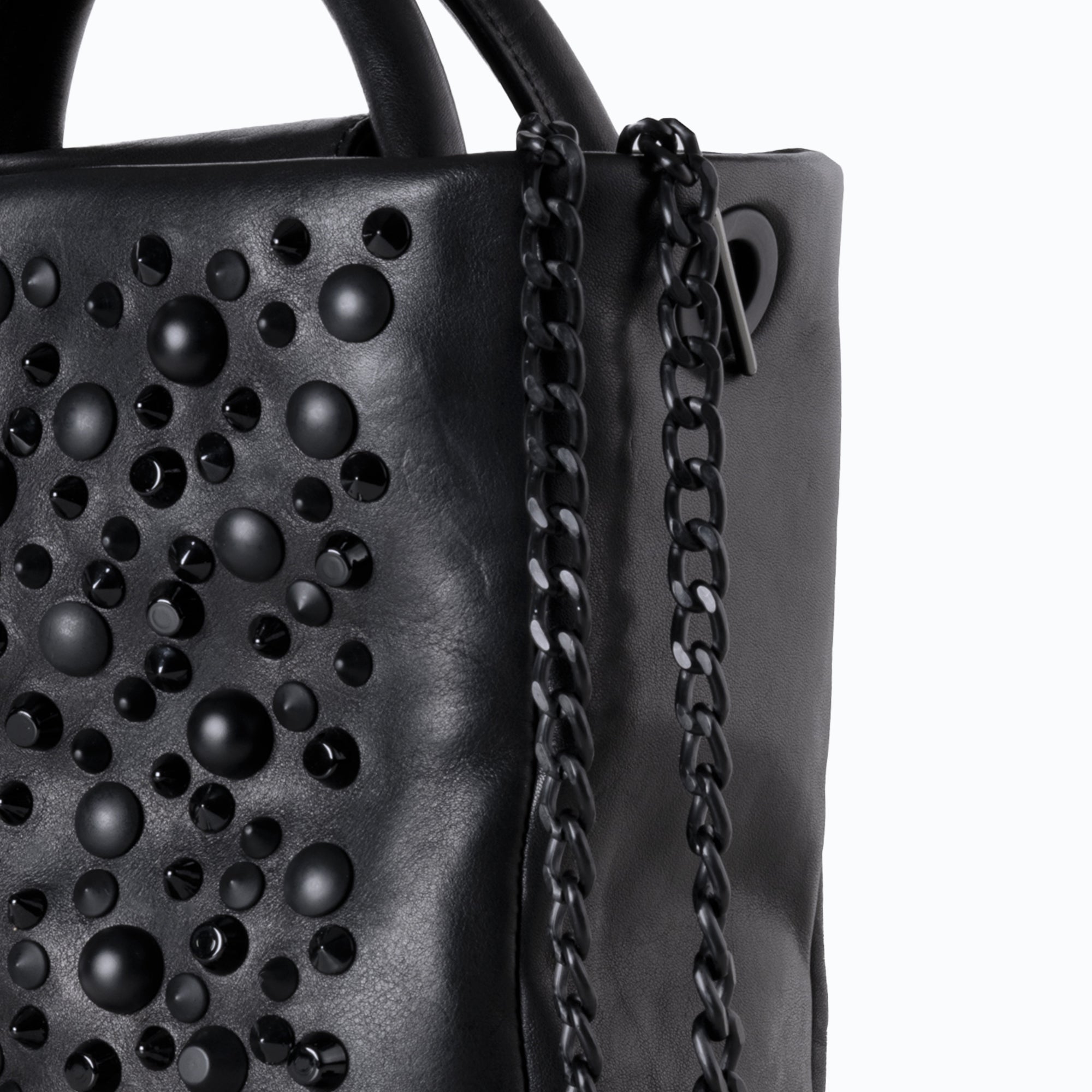MINI BAG BLACK GLOSS STUDS
